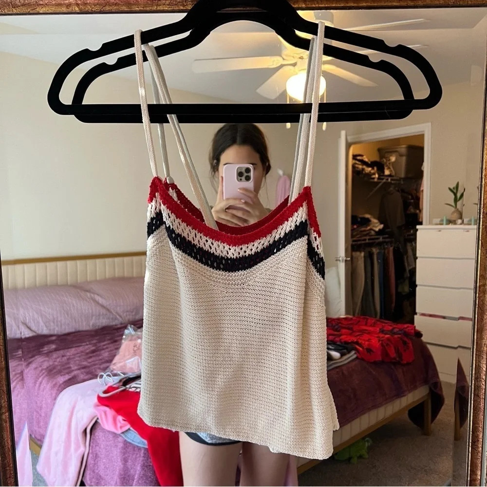 Zara knit crochet cross back tank top